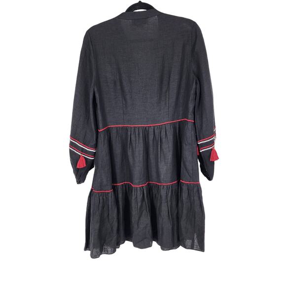 Sachin & Babi Avery Lightweight Linen V-Neck Tassel Mini Dress Size Medium - Picture 6 of 7